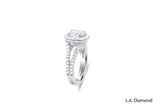 14K White Gold Round Diamond Semi-Mount Halo Engagement Ring (0.75 ct)